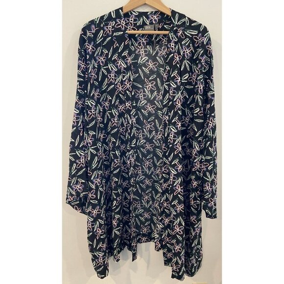 NWT Asos Open Cardigan Blouse Viscose Black Pink Purple Size 2X New - Picture 1 of 5